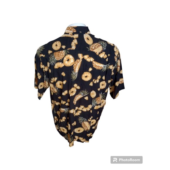 REYN SPOONER All Over Print Floral HAWAIIAN Shirt Pineapples Spun Rayon Aloha L - Picture 2 of 9